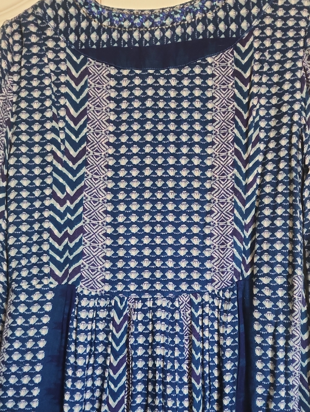 🌊ANTHROPOLOGIE ANTAKEMI + KIN Blue Long-Sleeve Women's Dress. BOHO ✨️L Y2K🌸 - Picture 10 of 12